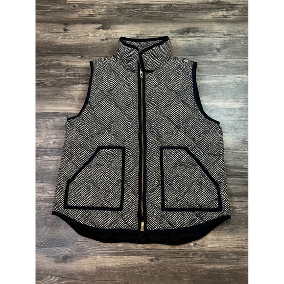 J. Crew Jackets & Blazers - J. Crew Down Vest Women's Large Sleeveless Full Zip Herringbone Puffer Casual